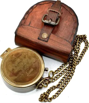 So You Can Always Find Your Way Back Home Engraved Compass with Leather Case - Brass Pocket Compass, Personalized Compass, for Men, him/her, Wedding Anniversary, Baptism Religious (VII)