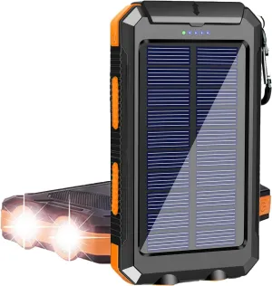 Solar Charger, 38800mAh Portable Type-C Solar Power Bank for All Cellphones, Waterproof Battery Pack, Outdoor External Backup Power Charger Three Outputs/LED Flashlights, Perfect for Camping Travel