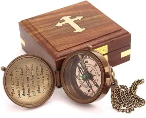Solid Brass Directional Magnetic Compass Antique Vintage Quote Engraved Compass | Brass Pocket Compass Gifts for Men Women Him Her Son Husband Grandson Boys Gifts