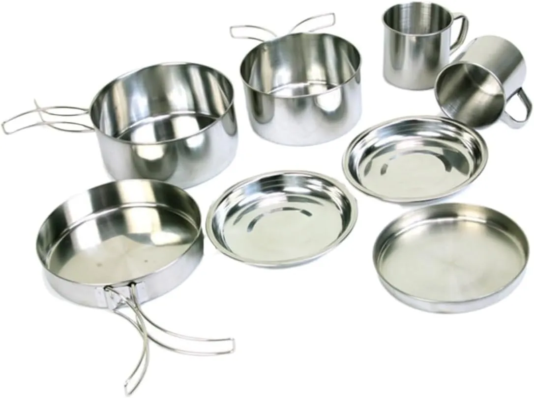 Sosoport Multi-Function Outdoor Portable Pot and Pan Set 8-Piece Stainless Steel Cookware for Camping