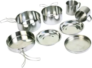 Sosoport Multi-Function Outdoor Portable Pot and Pan Set 8-Piece Stainless Steel Cookware for Camping