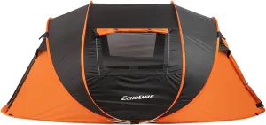 Spacious Pop-Up Camping Tent for 5-8 Persons, Quick Setup, Water-Resistant, Black and Orange