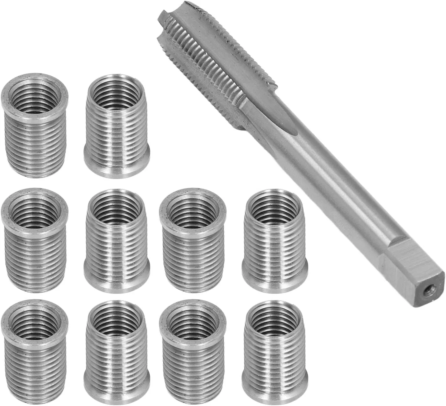 Spark Plug Thread Repair kit, helicoil M10x1.25 Bolt - M12x1.25 Tap Stainless Steel Repair kit for Automotive Engine
