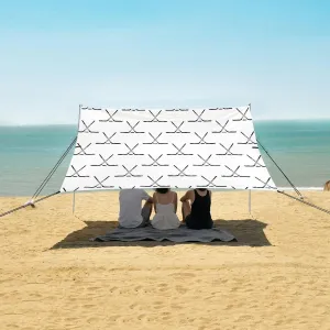 Sport Hockey Icon Pattern Beach Camping Tent Sun Shelter for Whole Family, Beach Shade Canopy with UPF50  UV Protection,Easy Set Up and Carry,Outdoor Shade for Trips, Fishing, Backyard Fun Picn