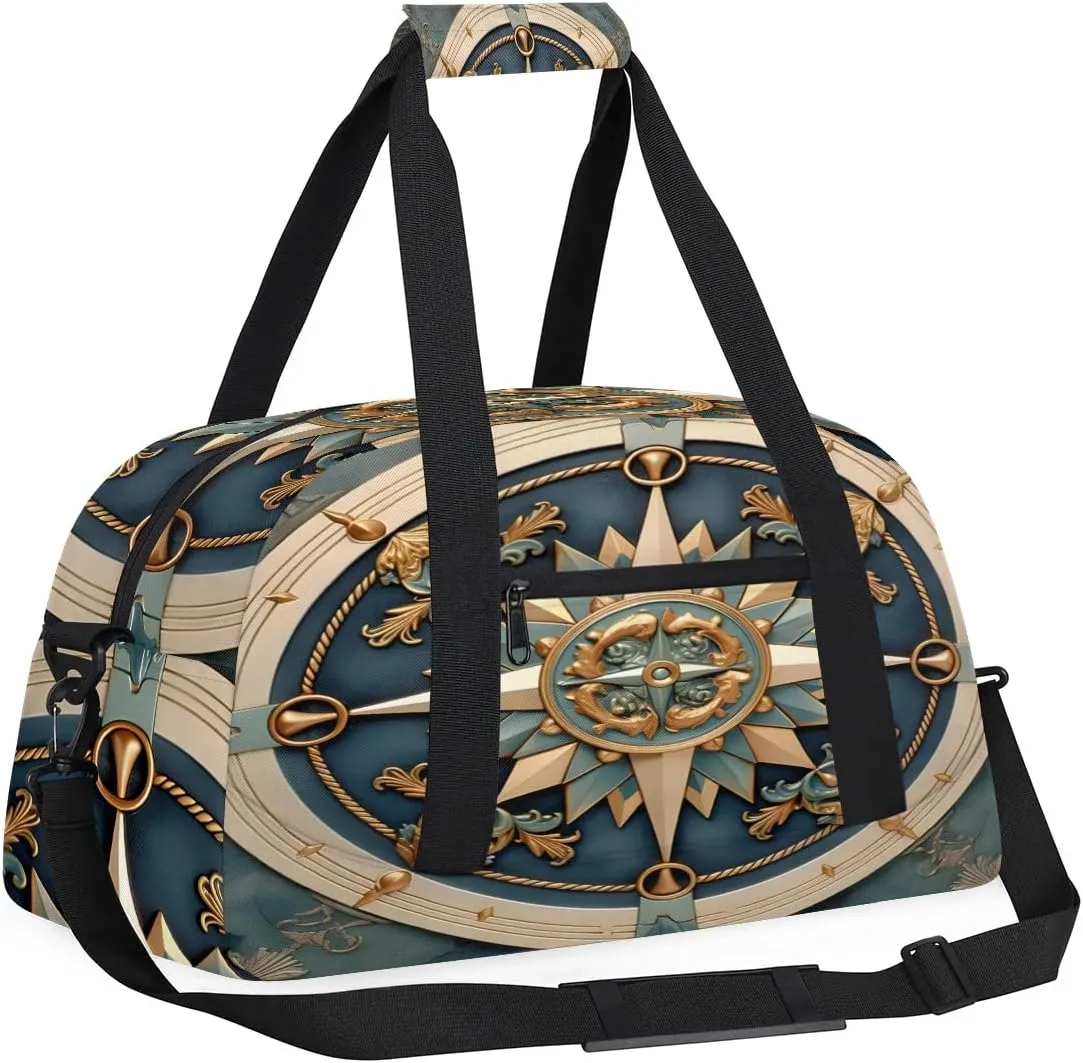Sports Duffle Bags Travel Duffle Bag Gym Bag Ancient Compass Weekender Travel Bag Waterproof Overnight Bag Carry On Travel Tote Bag Dance Bags