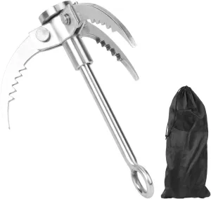 Stainless Steel Grappling Hook, Rock Climbing Claw Folding Hook for Outdoor Survival, Wilderness Adventures, and Defensive Skills with Separate Claw Expansion, Folding Design for