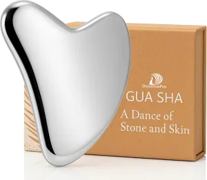 Stainless Steel Gua Sha Facial Tool - Guasha Tool for Face Sculpting, Acne-Prone & Mature Skin - Face Gua Sha Tool for Lymphatic Drainage, Puffiness, Anti-Aging & Deep Face Massage