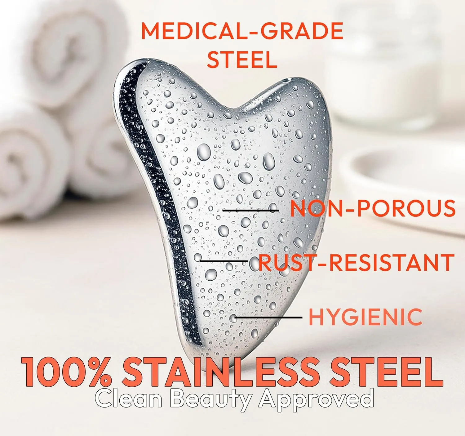 Stainless Steel Gua Sha Facial Tool - Guasha Tool for Face Sculpting, Acne-Prone & Mature Skin - Face Gua Sha Tool for Lymphatic Drainage, Puffiness, Anti-Aging & Deep Face Massage