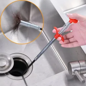 Stainless Steel Hair Catching Drain Cleaner Wire Spring Sink Cleaning Stick (90cm)