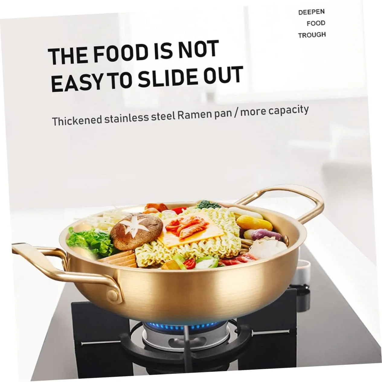 Stainless Steel Korean Soup Pot with Glass Lid Ramen Cooking Pot for Induction and Gas Stoves Kitchen Cookware for Noodles Porridge and Soups
