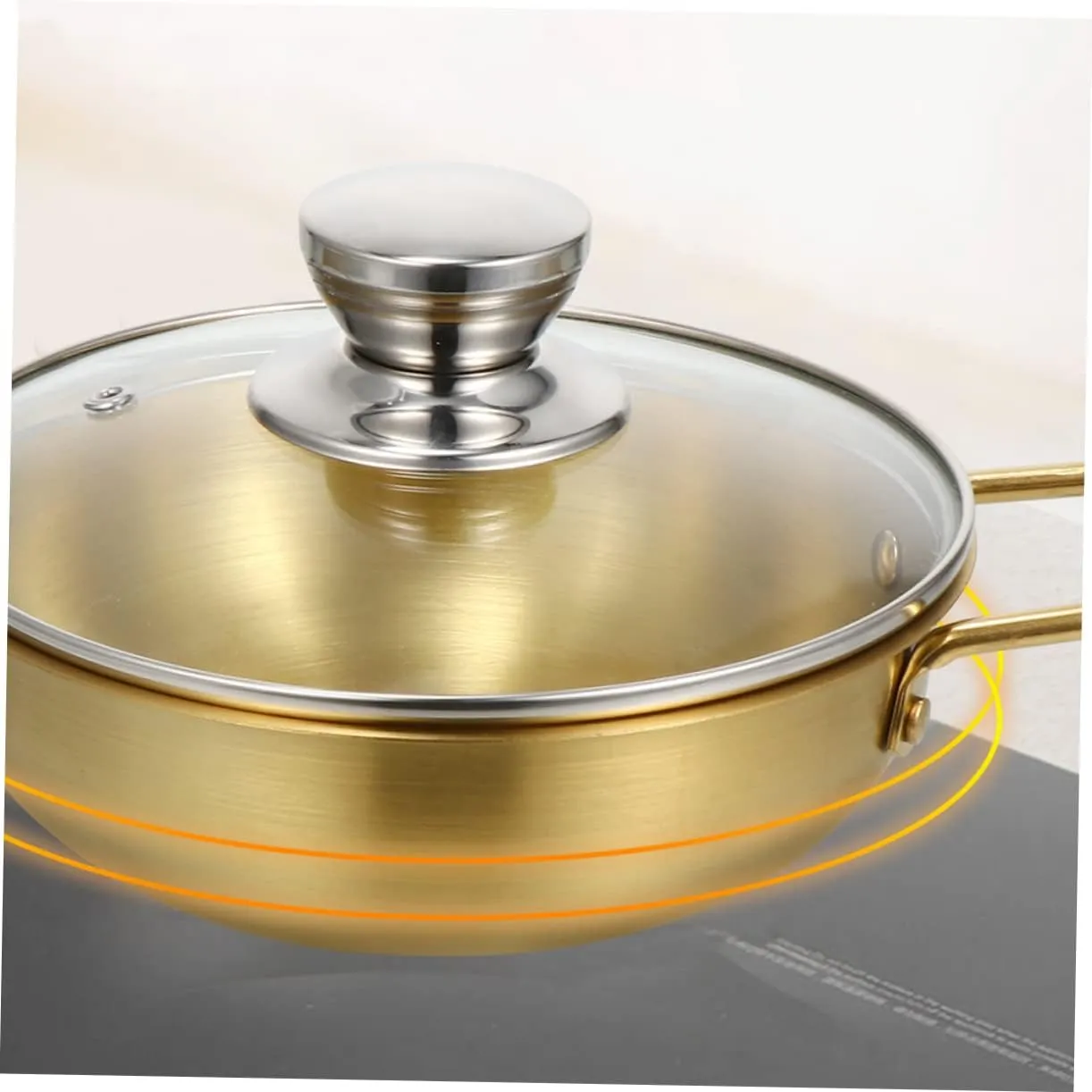 Stainless Steel Korean Soup Pot with Glass Lid Ramen Cooking Pot for Induction and Gas Stoves Kitchen Cookware for Noodles Porridge and Soups