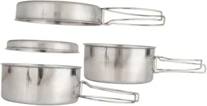 Stainless Steel Pot Set Camping Kitchen Cookware Portable Camping Pan Kit