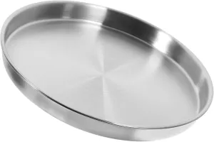 Stainless Steel Serving Plate Elegant Round Food Dish for Kitchen Camping and Barbecue Multi-functional Dinnerware Easy to Clean and Store