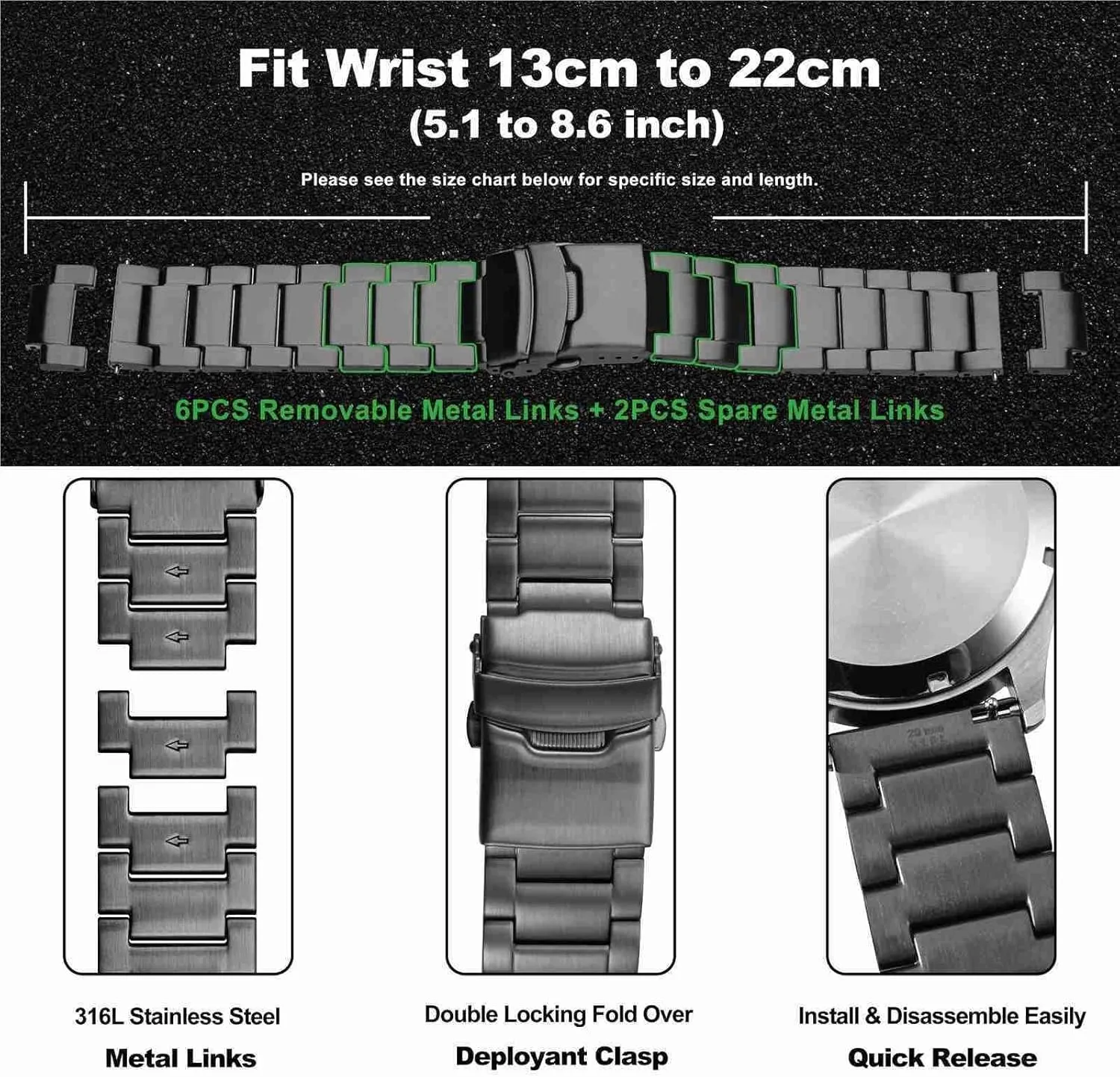 Stainless Steel Straps Metal Replacement Watchbands 18mm 20mm 22mm 24mm Men Woman Universal Band