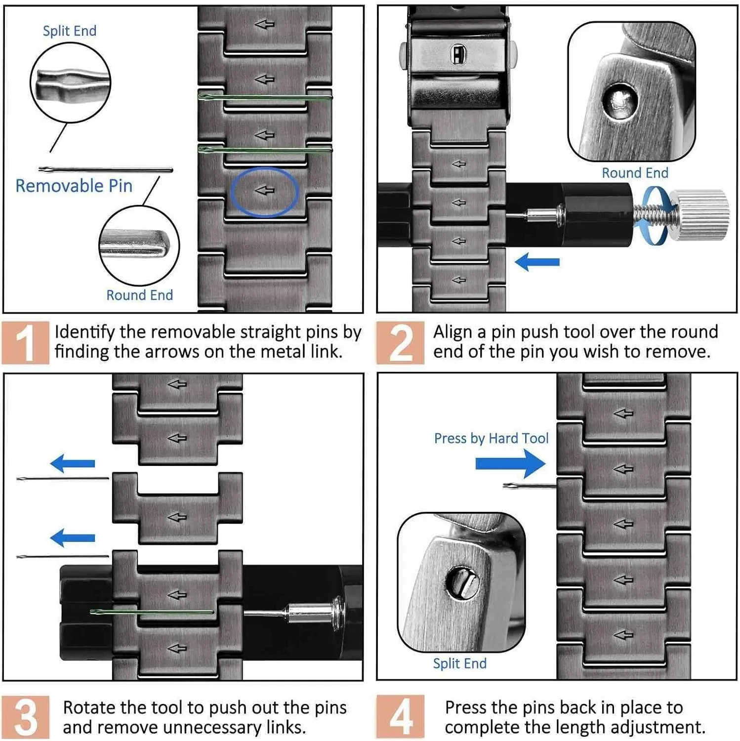 Stainless Steel Straps Metal Replacement Watchbands 18mm 20mm 22mm 24mm Men Woman Universal Band