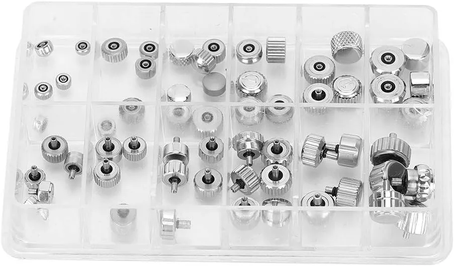 Stainless Steel Watch Crown, Watch Crown and Stem Set, Watch Repair Tool Replacement Accessories for Watchmaker Watch Repairing