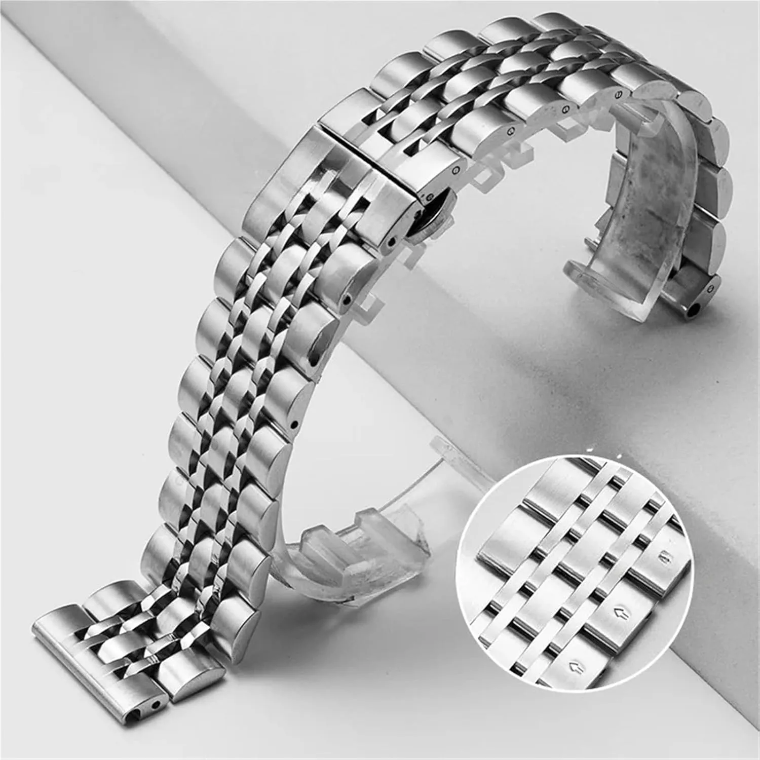 Stainless Steel Watch Strap 20mm 22mm Butterfly Buckle Universal Watchband Accessories