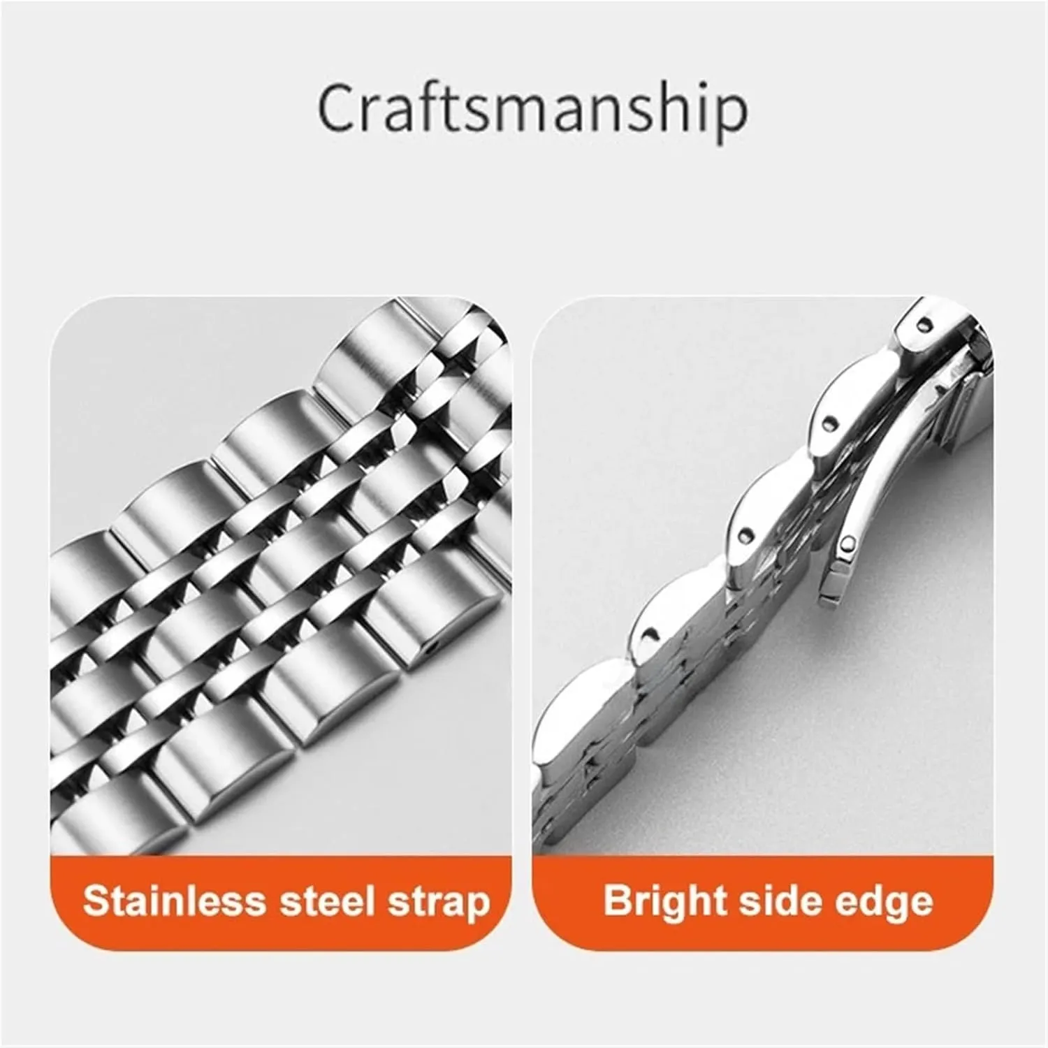 Stainless Steel Watch Strap 20mm 22mm Butterfly Buckle Universal Watchband Accessories
