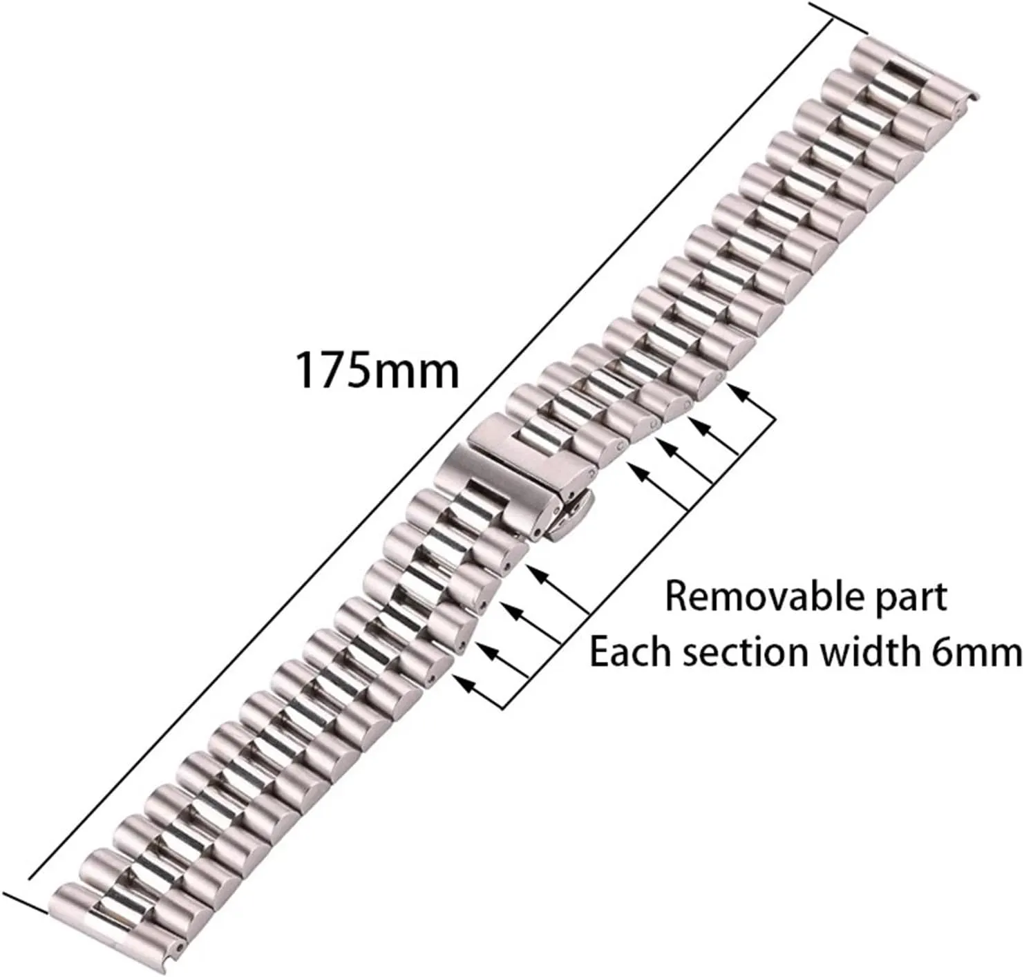 Stainless Steel Watchbands Bracelet Women Men Silver Solid Metal Watch Strap 16mm 18mm 20mm 21mm 22mm Accessories(22mm)
