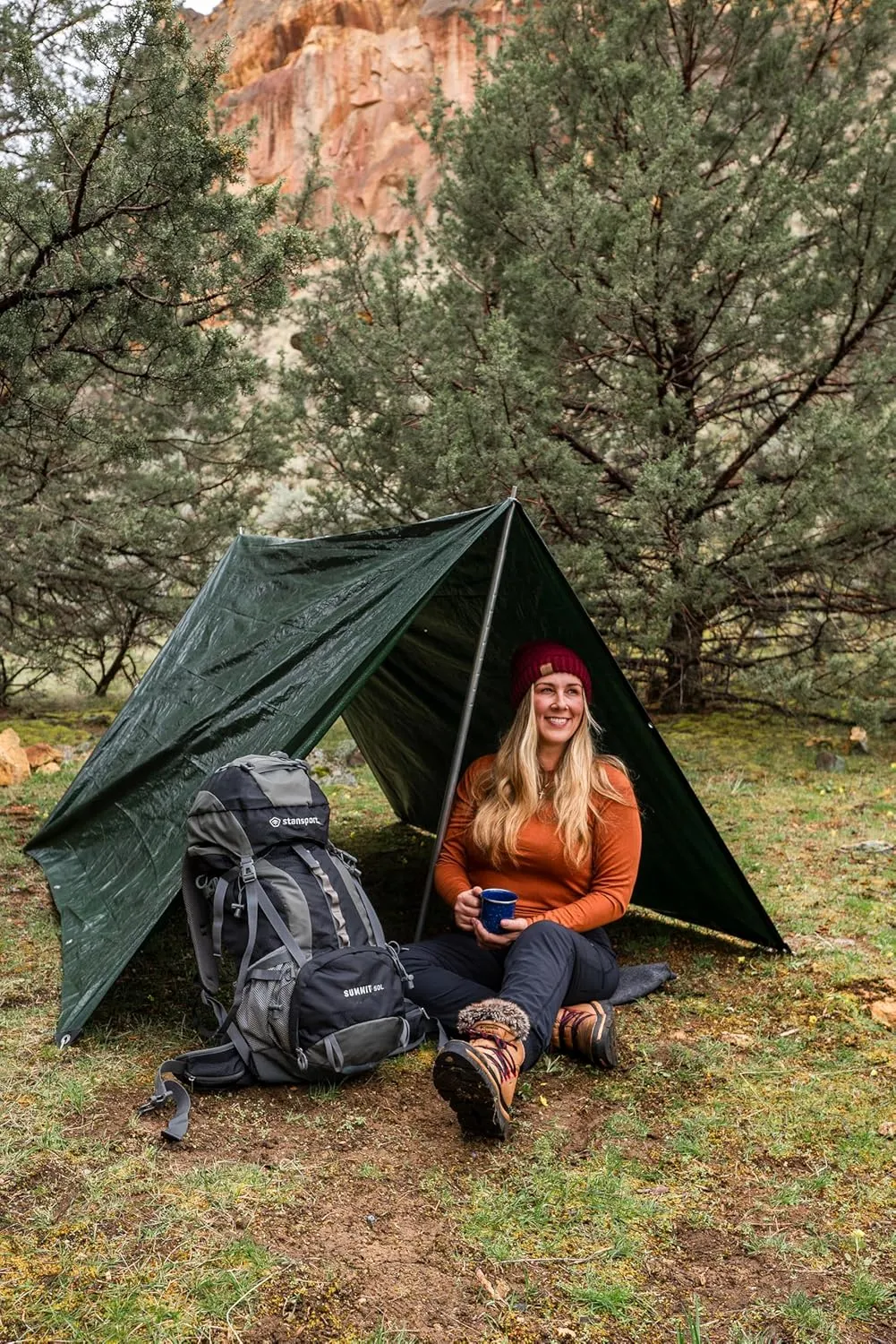 Stansport Medium-Duty Rip-Stop Tarp 6' x 8' - Dark Green - 2 Pack