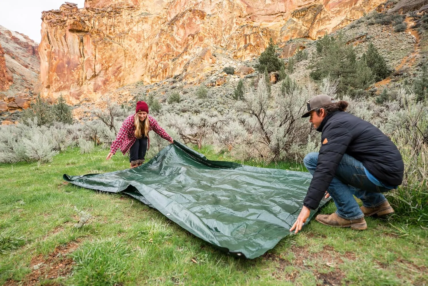 Stansport Medium-Duty Rip-Stop Tarp 6' x 8' - Dark Green - 2 Pack