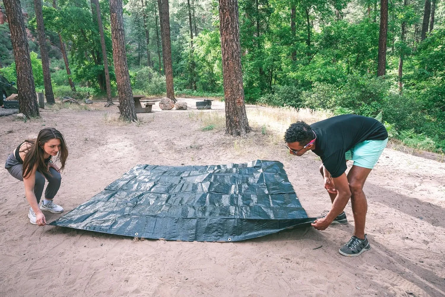 Stansport Medium-Duty Rip-Stop Tarp 6' x 8' - Dark Green - 2 Pack