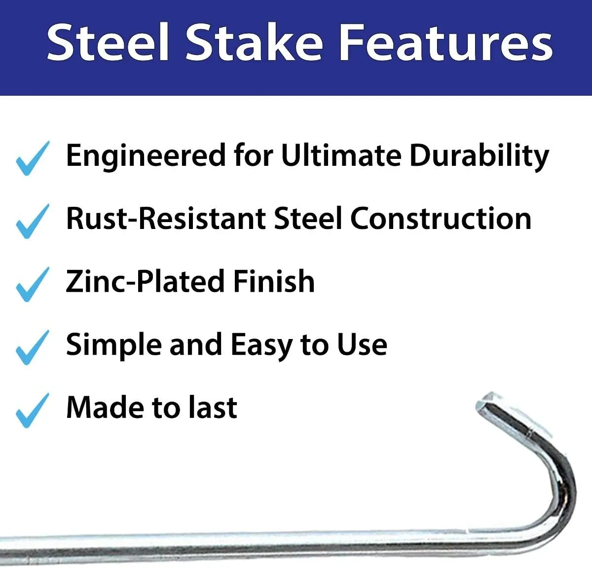 Steel Tent Stakes - Heavy-Duty Ground Hook Spikes, Metal Anchors for Commercial Inflatables, Outdoor Camping Canopy, Fence, Garden, Tent Accessories, 5/8" Diameter x 18" Length, 25-Pack