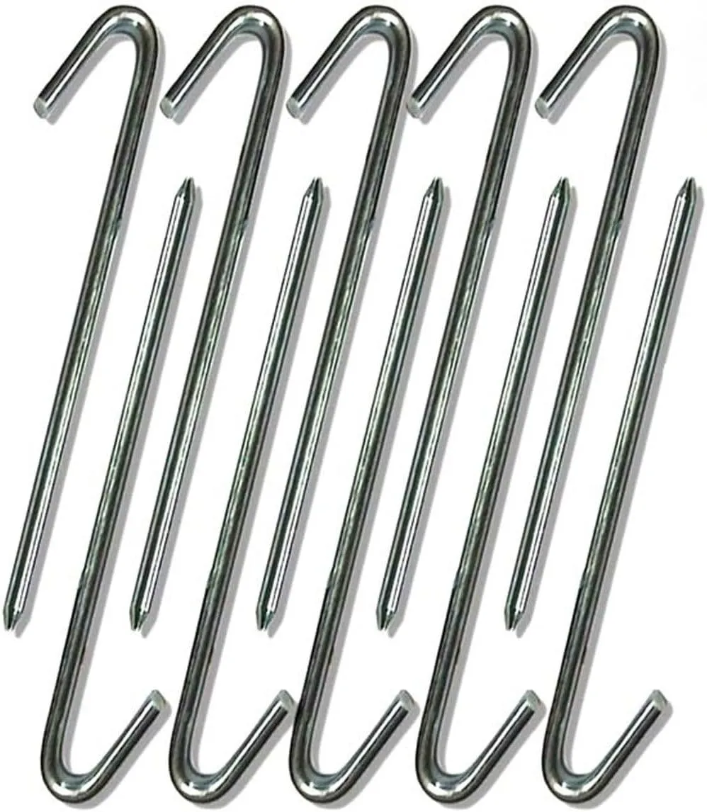 Steel Tent Stakes - Heavy-Duty Ground Hook Spikes, Metal Anchors for Commercial Inflatables, Outdoor Camping Canopy, Fence, Garden, Tent Accessories, 5/8" Diameter x 18" Length, 25-Pack