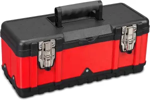Steel Tool Box 15.5 Inch Small Portable Tool Organizer Box with Built-in Short Non-slip Handle Car Box with Removable tray