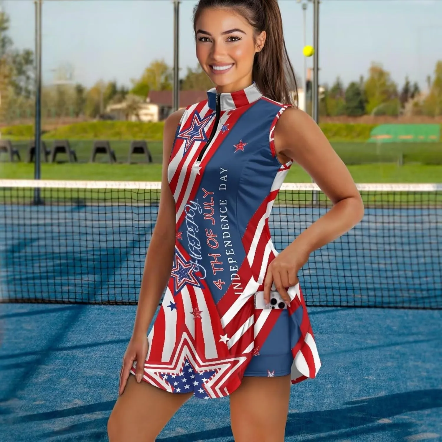 Stretch Golf Dress Multi-Sport Skort Dress Yoga Shorts Built-in Ball Pocket Quick-Dry Perfect for Golf Tennis Gym