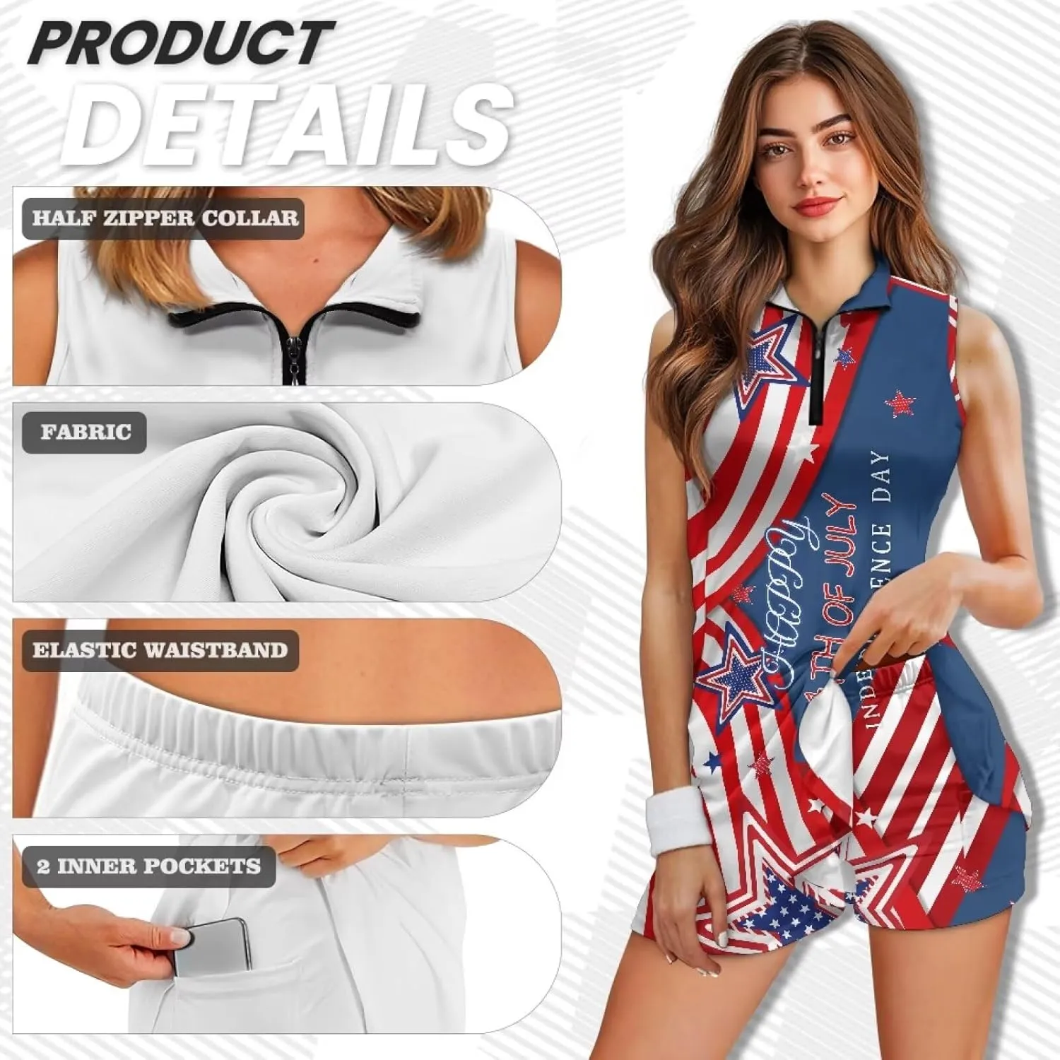 Stretch Golf Dress Multi-Sport Skort Dress Yoga Shorts Built-in Ball Pocket Quick-Dry Perfect for Golf Tennis Gym