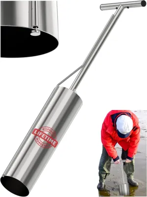 SturdyShape Clam Gun for Clamming Stainless Steel with Vent V3 36 Inch and 5 Inch Tube Diameter HD for Recreational Clam Diggers & Harvesters