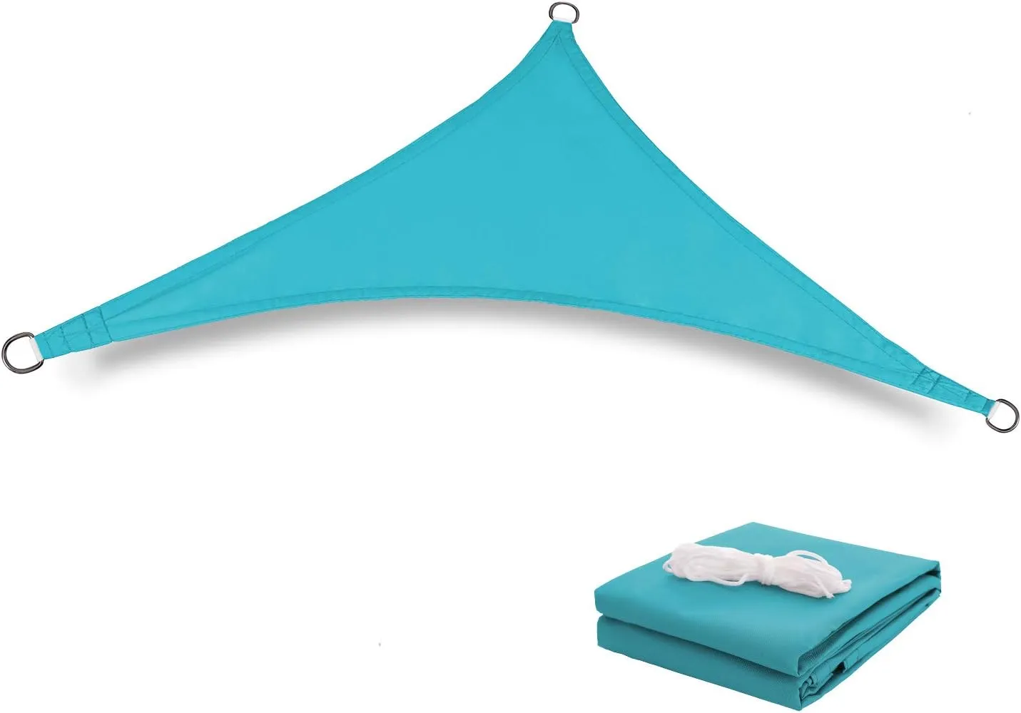 Sun Shade Sail Waterproof,UV Block Lake Blue Triangle 13' x 13' x 13' Shade Sails,for Outdoor Pergola Carport Awning Yard Activities