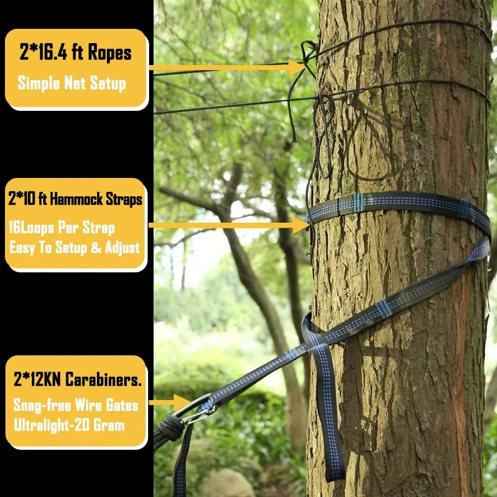 Sunyear Camping Hammock, Portable Single & Double Hammock with Net, 2 Person Hammock Tent with 2 * 10ft Straps, Best for Outdoor Hiking Survival Travel