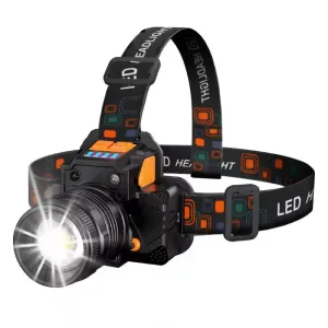 Super Bright LED Headlamp, 20W T6, USB Rechargeable, ZOOM Sensor, Waterproof, Portable Flashlight for Fishing, Camping, and Hunting