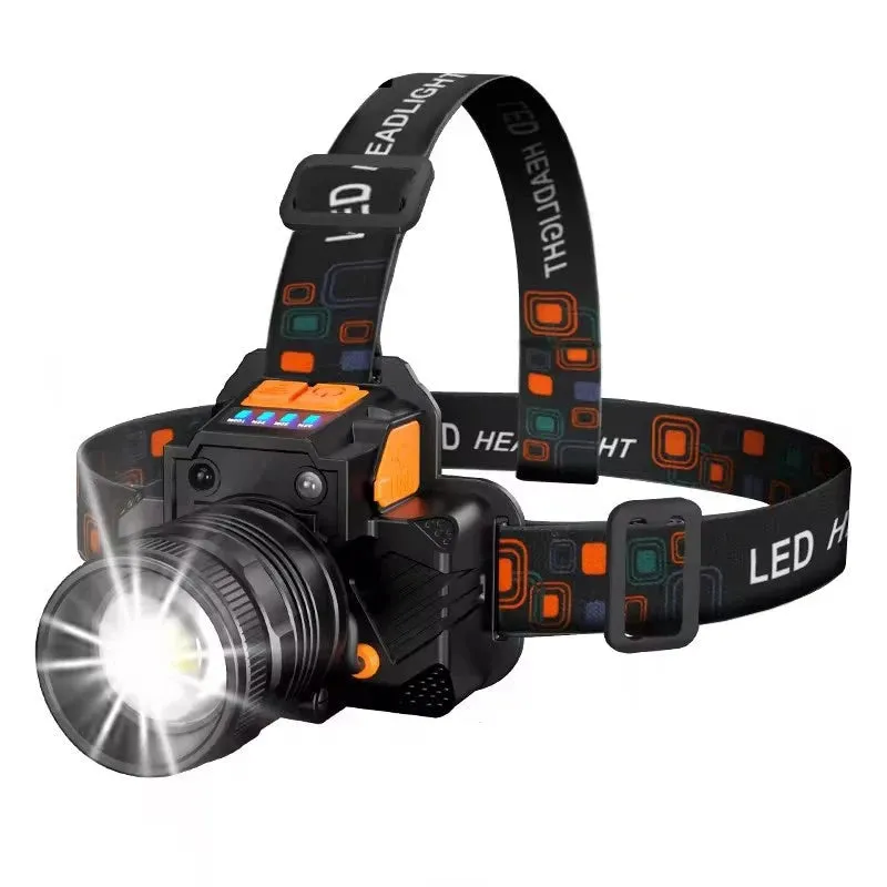 Super Bright LED Headlamp, 20W T6, USB Rechargeable, ZOOM Sensor, Waterproof, Portable Flashlight for Fishing, Camping, and Hunting