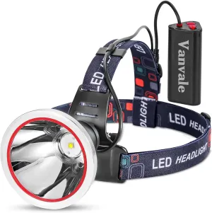 Super Bright Rechargeable LED Headlamp IPX4 Water Resistant Head Light with Charger,Ultra Bright Flashlight Hunting Lamp for Outdoor（Yellow Light）