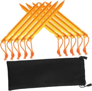 SUPVOX 15pcs Aluminum Tent Stakes Heavy Duty Metal Ground Stakes with Rope Windproof Tent Accessories for Camping Hiking