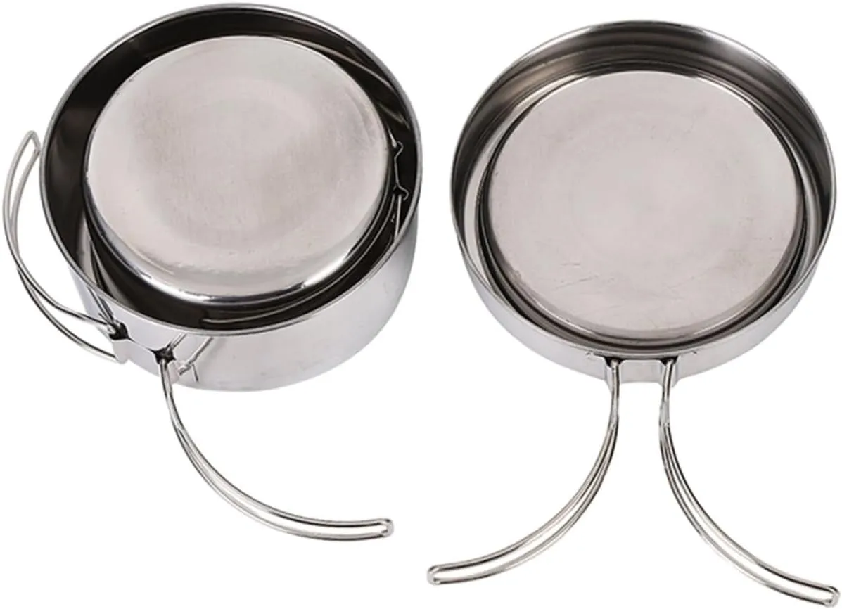SUPVOX Portable Cooking Set Stainless Steel Camping Pot Cooking Pan Camping Supplies
