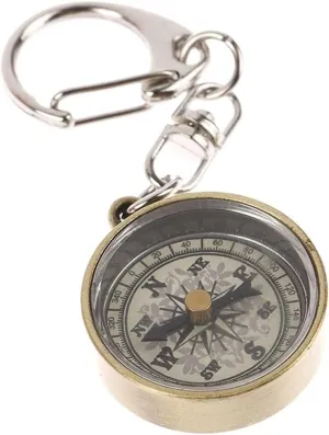 Survival Compass Zinc Alloy Outdoor Pocket Compass with Keychain for Hiking, Camping, and Mountaineering Navigation