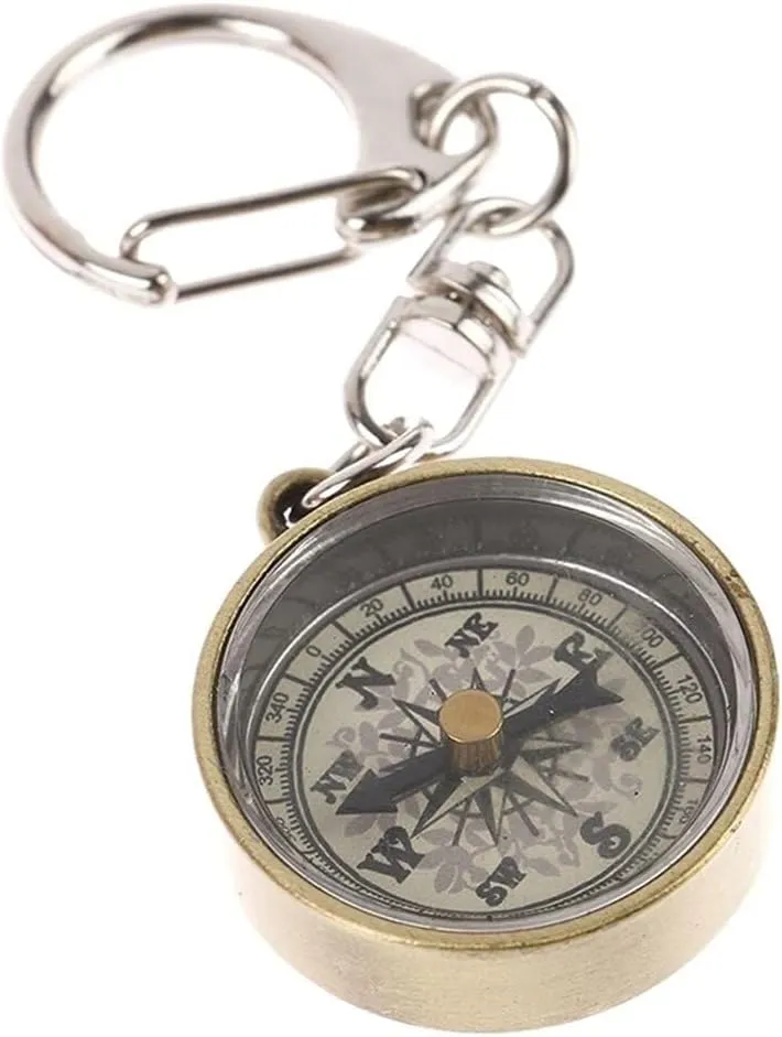 Survival Compass Zinc Alloy Outdoor Pocket Compass with Keychain for Hiking, Camping, and Mountaineering Navigation