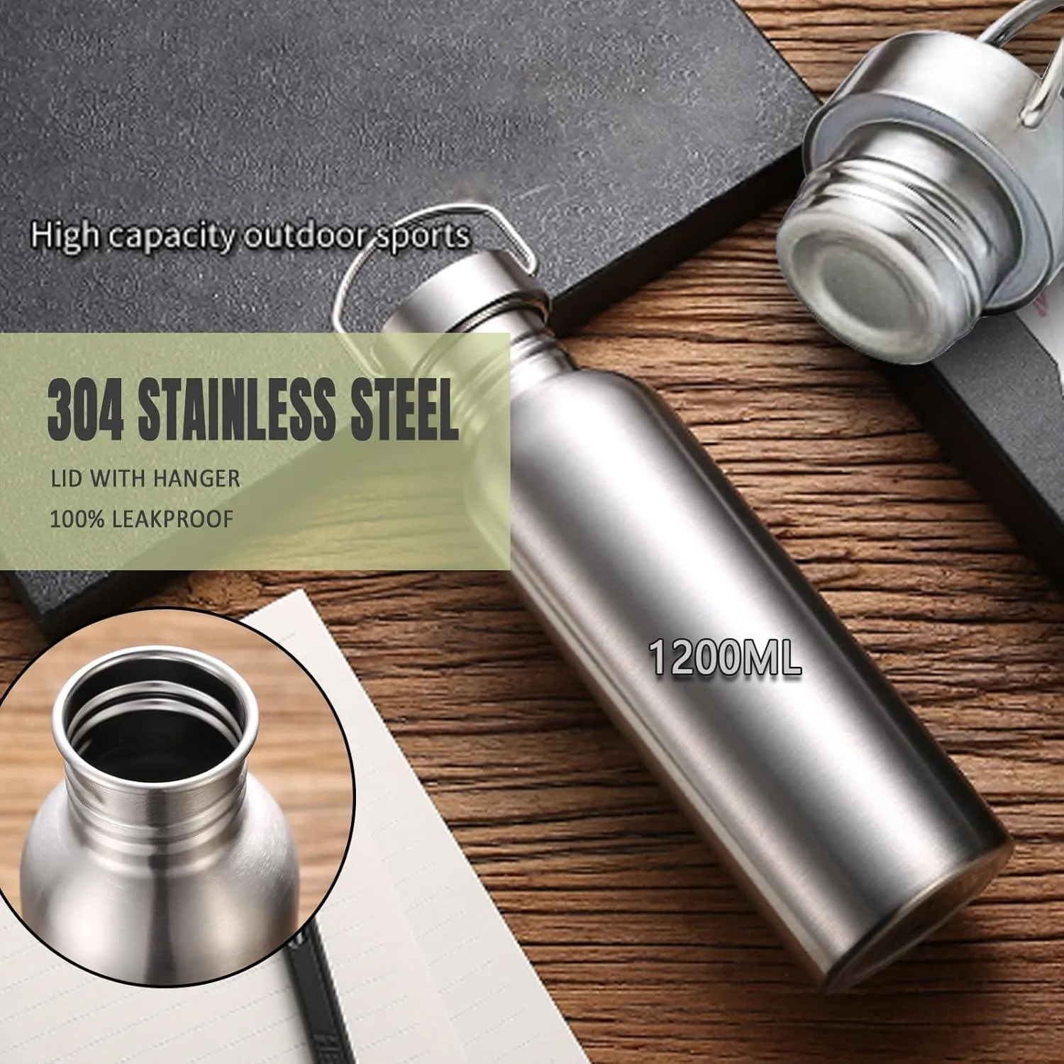 Survivor 3-in-1 Outdoor Canteen Kit - 304 Stainless Steel Water Bottle & Camping Cup & Carrying Bag | Outdoor Survival Canteen Kit | Bushcraft Gear | Wide Mouth Design | Essential Hiking Accessories