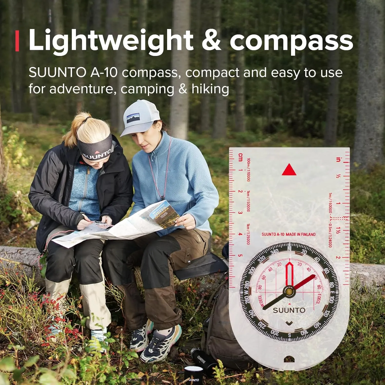 SUUNTO A-30 Compass: Compact, hiking compass with luminous markings in low light