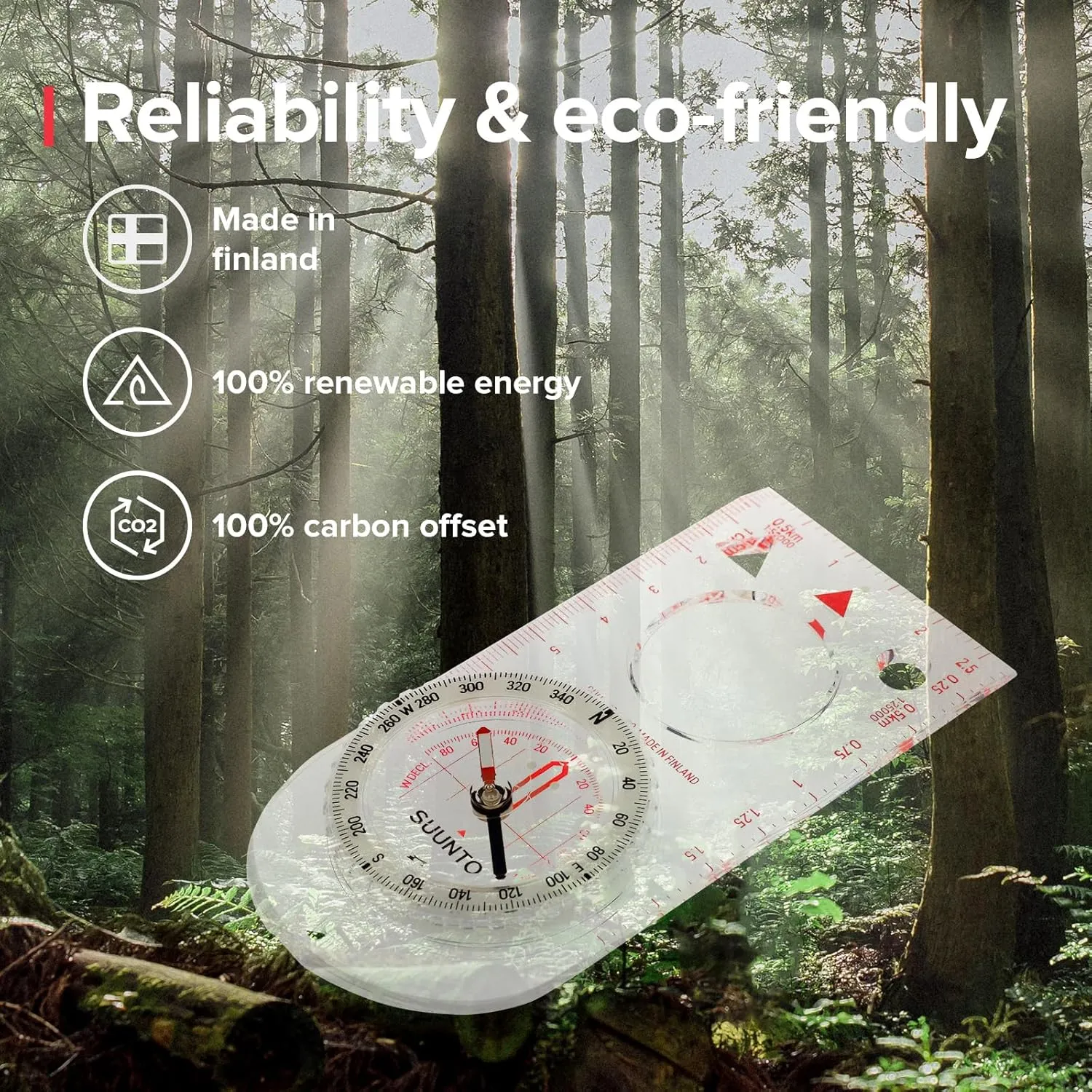 SUUNTO A-30 Compass: Compact, hiking compass with luminous markings in low light