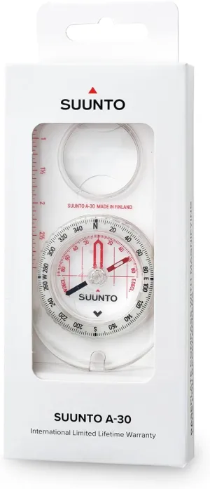 Suunto A-30 Compass - Northern Hemisphere, Compact & Easy to Use, Metric/Imperial Scale, Accurate for Hiking & Orienteering, Magnifying Lens & Luminescent Marking
