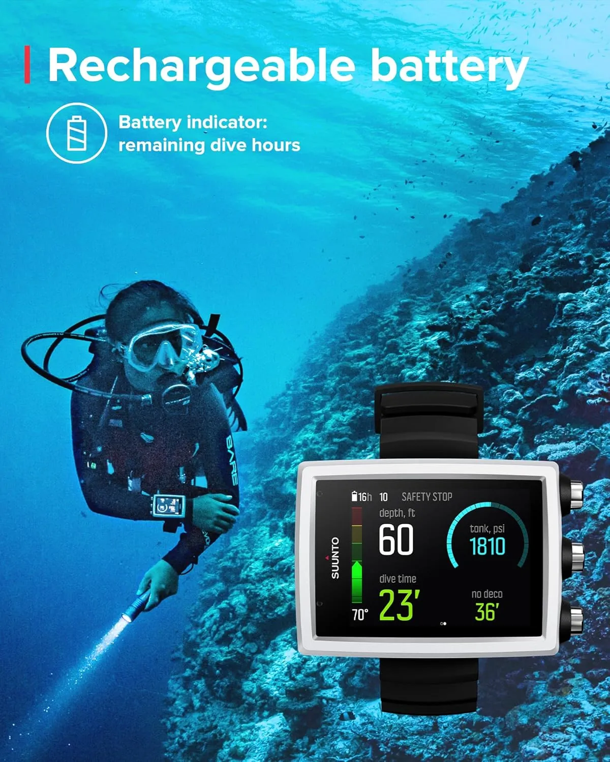 SUUNTO Eon Core Wrist Computer with USB, Compact Dive Computer with Brightness Screen, Easy to Read in Darkness Underwater, Long Battery Life, White