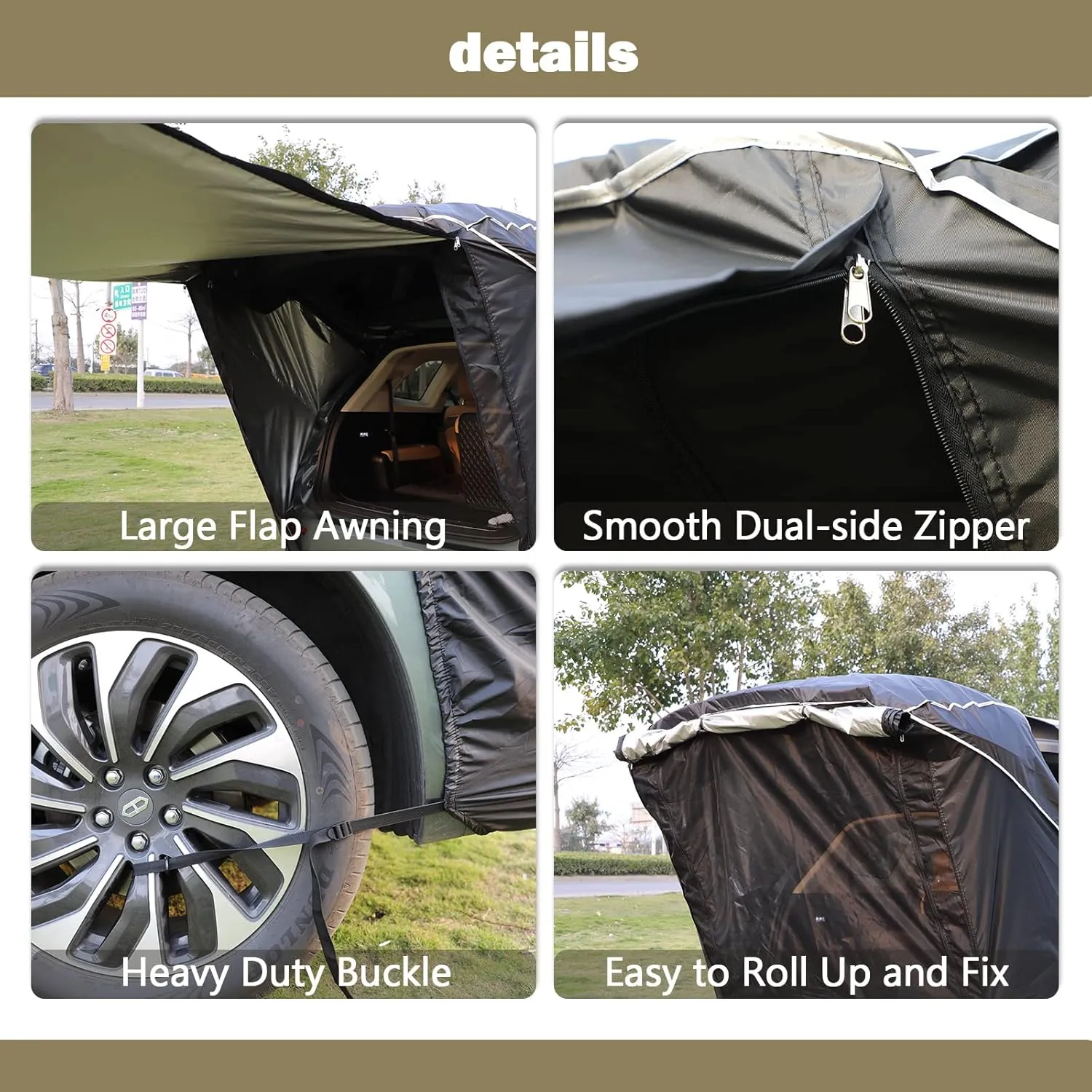 SUV Tailgate Tent with Awning, Tailgate Shade Awning for Camping, Hatchback Tent,Sun Shelter Camping Outdoor Travel, Waterproof 3000MM UPF 50 