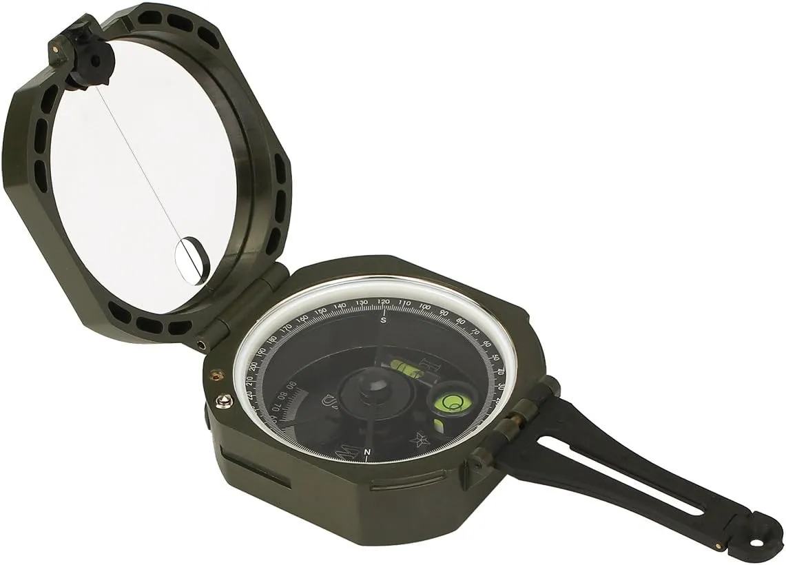 SVBONY Camping Military Compass Pocket Transit Multifunction Compass Lensatic Sighting Fluorescent Waterproof for Hunting Hiking with Strap