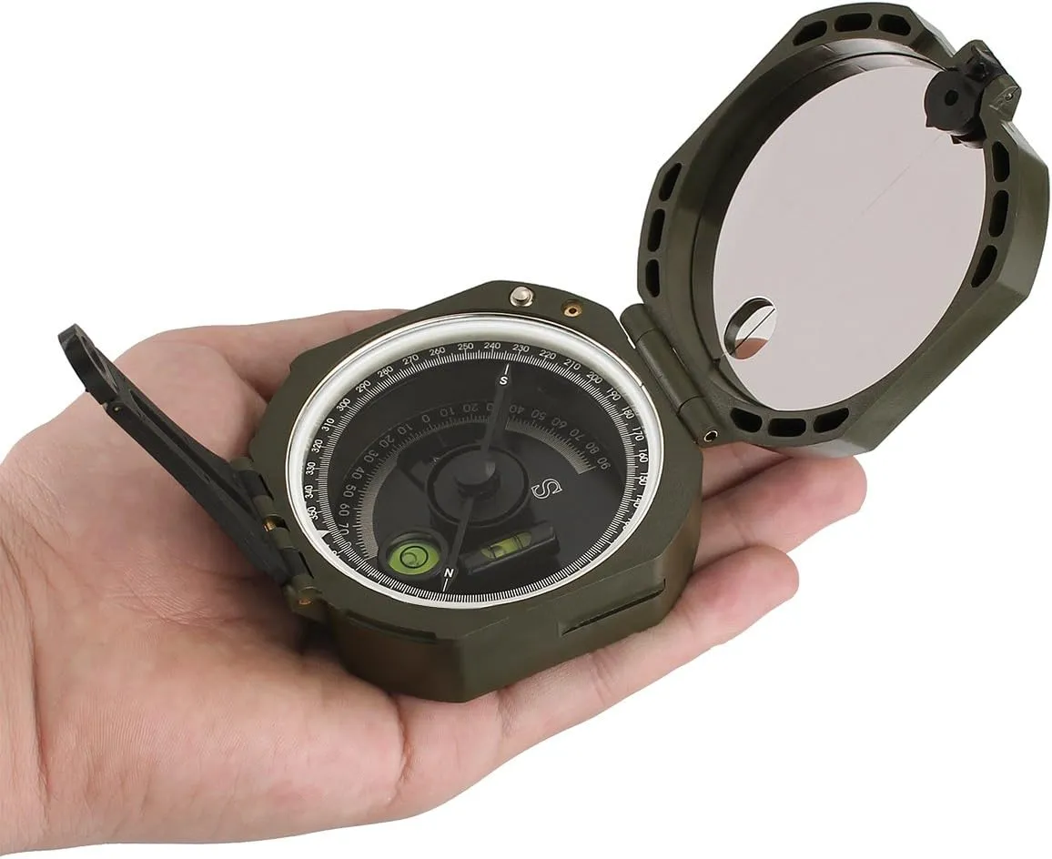 SVBONY Camping Military Compass Pocket Transit Multifunction Compass Lensatic Sighting Fluorescent Waterproof for Hunting Hiking with Strap