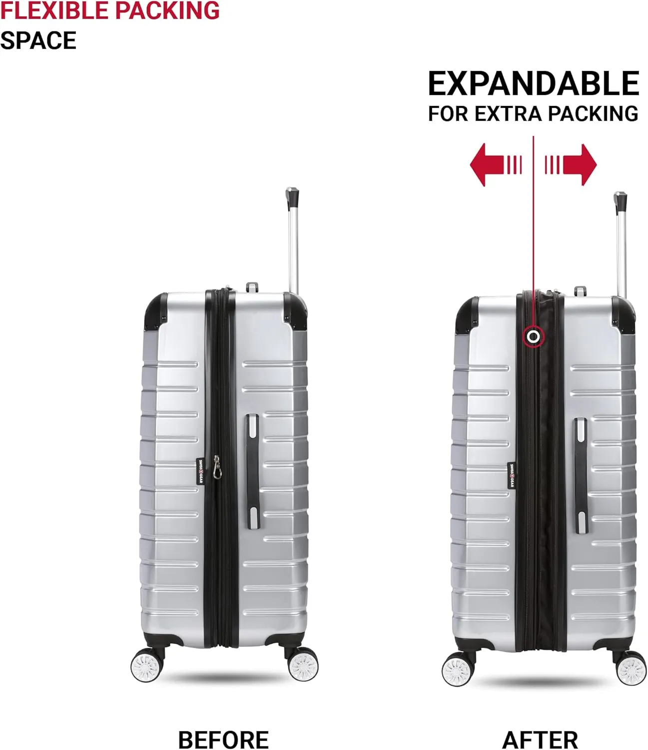 SwissGear 7782 Hardside Expandable Luggage with Spinner Wheels, Silver, Checked-Large 27-Inch